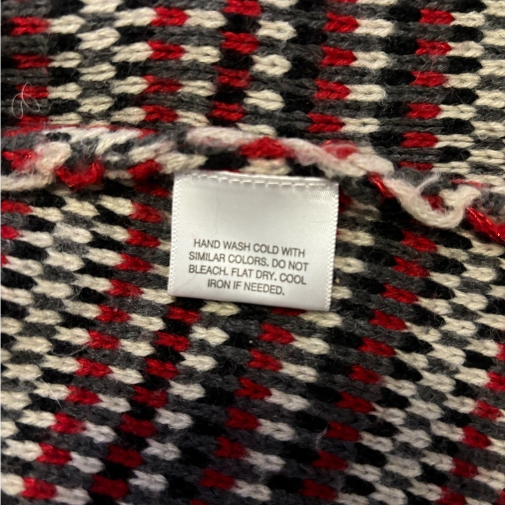 Vintage Covington Red and Black Striped Knit 3/4 Sleeve Cardigan - Picture 6 of 7